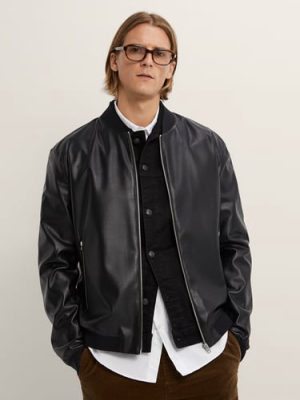 Faux Leather Bomber Jacket