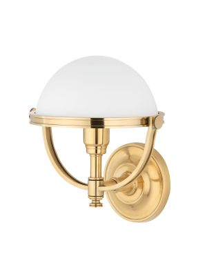 Hudson Valley Lighting Stratford Sconce - Aged Brass & Opal Matte