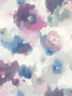 Watercolor Floral Peel & Stick Wallpaper In Pink And Blue By Roommates For York Wallcoverings