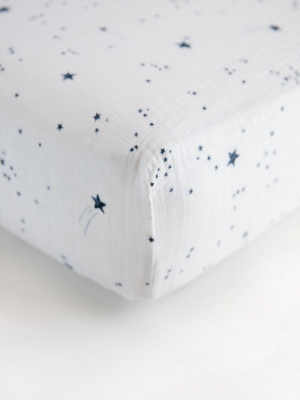 Cotton Muslin Crib Sheet - Shooting Stars