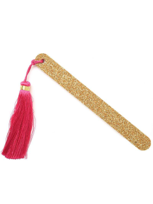 Gold Nail File With Pink Pompom