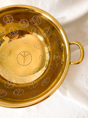 Brass Peace Sign Colander