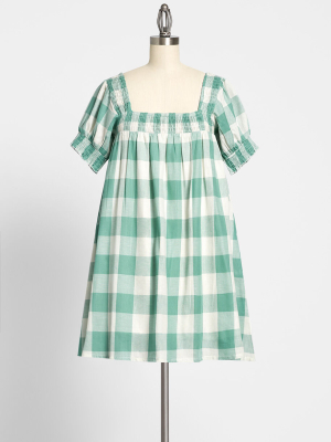 I Am What I Gingham Babydoll Dress