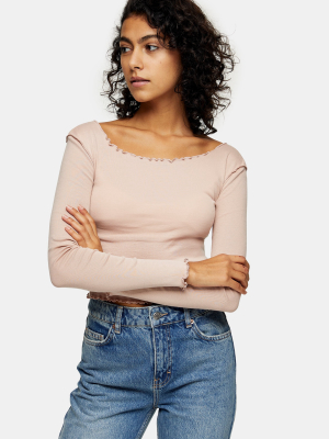 Rose Pink Long Sleeve Lettuce Top