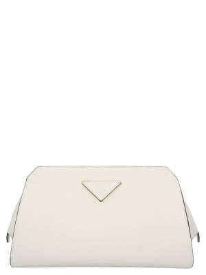 Prada Logo Plaque Clutch Bag