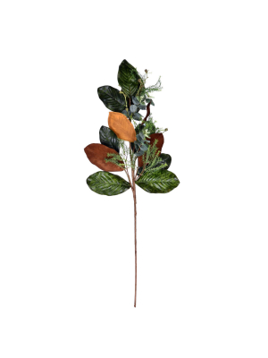 Vickerman 39" Artificial Green Magnolia Leaf Spray.