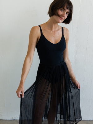 Sheer Black Pleated Skirt