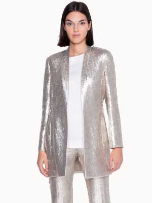 Long Jacket In Silk With Sequins