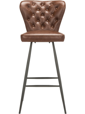 Aster Mid-century Modern Tufted Bar Stool (set Of 2) - Burgundy - Safavieh.