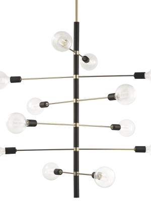 Astrid 12 Light Chandelier - Aged Brass/black