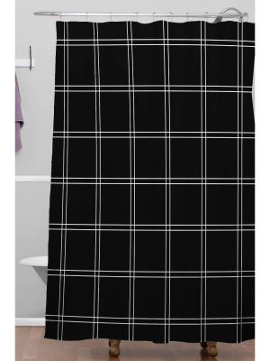 Kelly Haines Minimal Check Shower Curtain Black/white - Deny Designs