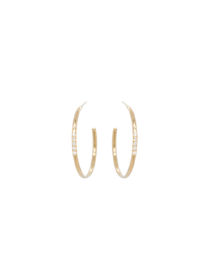 14k 5 Pave Diamond Medium Hoops