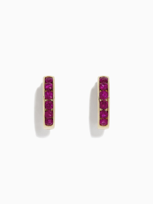 Effy Ruby Royale 14k Yellow Gold Ruby Hoop Earrings, 1.60 Tcw