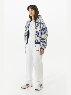 Iets Frans... Blue + White Printed Cropped Fleece Jacket