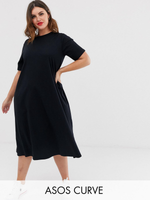 Asos Design Curve Super Oversized Midi Swing T-shirt Dress