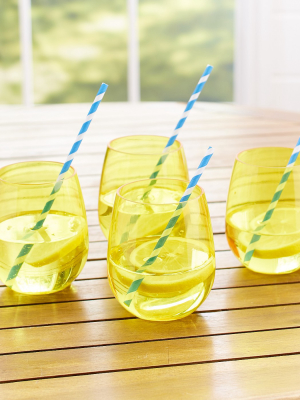 Lakeside Reusable Plastic Glasses - Outdoor Cocktail Drinking Glasses - Set Of 4