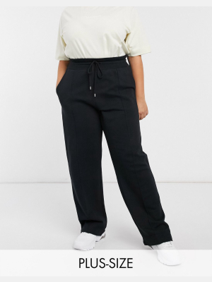 Collusion Plus High Waist Wide Leg Jogger In Black