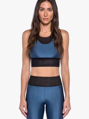 Utopia Color Block Double Layer Sports Bra - Catalina Blue/black