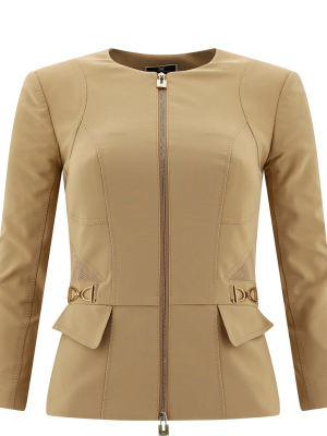 Elisabetta Franchi Horsebit Detail Zipped Jacket