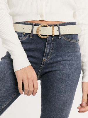 Asos Design Half Moon Twist Buckle Waist And Hip Jeans Belt In Croc