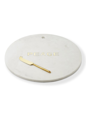 Peace Marble Cheese Board With Knife