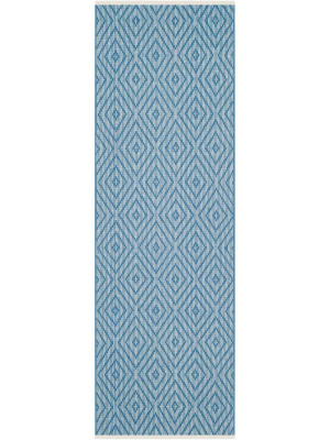 Montauk Diamond Blue/ivory Runner Rug