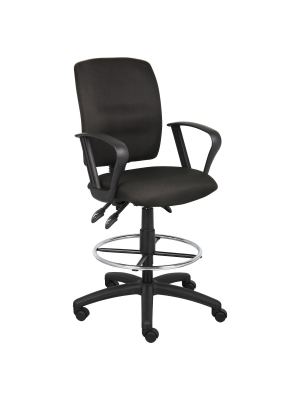 Multi-function Fabric Drafting Stool With Loop Arms Black - Boss Office Products