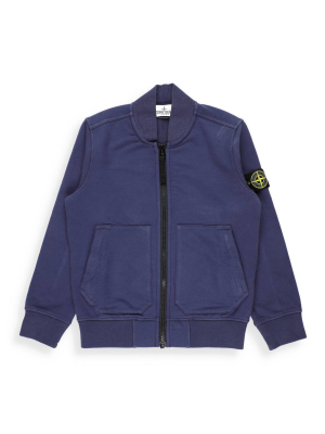 Stone Island Junior Logo Patch Zipped Bomber Jacket