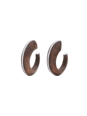 Line Hoop Diamond Earrings - Rosewood