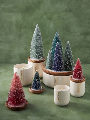 Frosted Bottle Brush Tree Candle