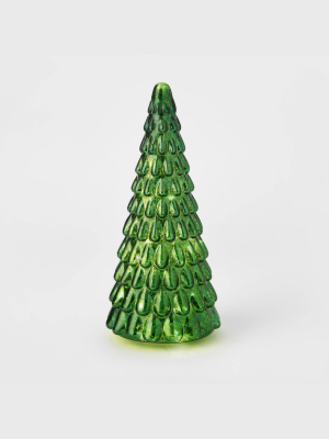 Lit Medium Mercury Glass Christmas Tree Decorative Figurine Green - Wondershop™