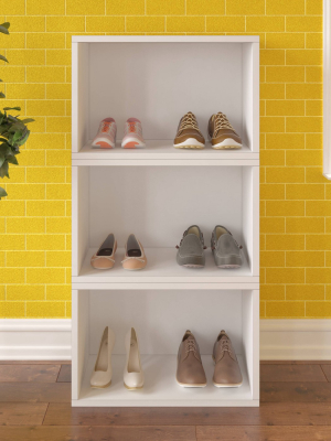 Way Basics Stackable Eco Rectangle Shelf Shoe Rack White