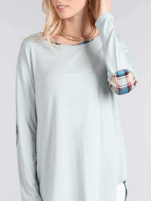 Chris And Carol Elbow Patch Long Sleeve Knit Top 160104t