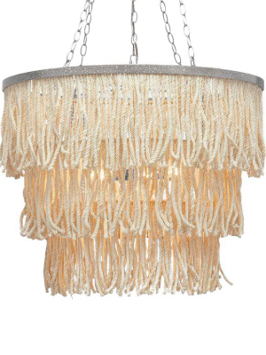 Arricka Chandelier Bleached Abaca Rope With Silver Metal