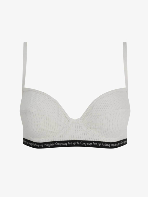 String Cotton Underwired Bra Ivory