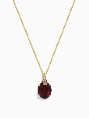 Effy Bordeaux 14k Yellow Gold Garnet And Diamond Pendant, 4.68 Tcw