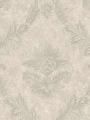 Acanthus Fan Wallpaper In Silver And Pearlescent Grey By Antonina Vella For York Wallcoverings