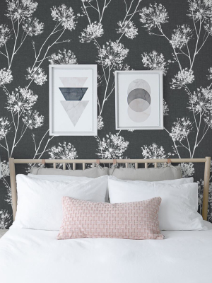 One O'clocks Peel-and-stick Wallpaper In Charcoal By Nextwall