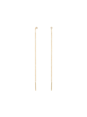 14k White Diamond Threader Earrings