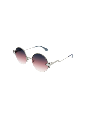 Fendi Rainbow Ff 0243 Tjv Ff Womens Round Sunglasses Silver 55mm