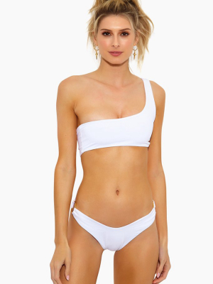 Silver Lining One Shoulder Bikini Top - White