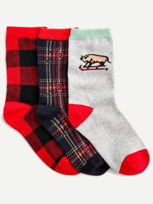 Boys' Holiday-print Trouser Socks Three-pack