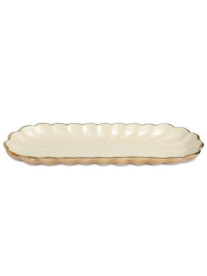 Julia Knight Peony 14" Rectangular Tray In Gold Snow