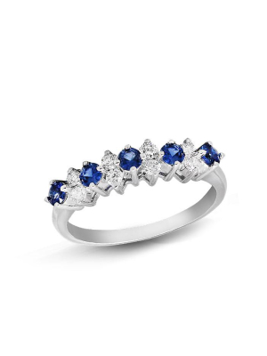 Gemma Blue Sapphire And Diamond Ring, 0.76 Tcw