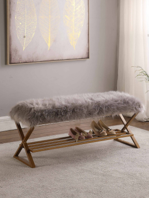 Faux Fur Vanity Bench - Ore International