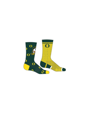 Ncaa Oregon Ducks Men's Crew Socks 2pk Gift Box - 10-13