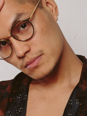 Cesar Angular Optical Frame In Yellow Gold And Black (men's)