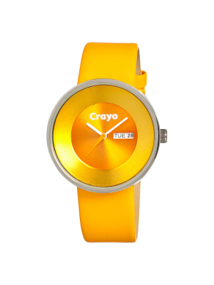 Women's Crayo Button Watch With Day And Date Display - Yellow