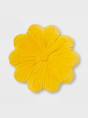 Velvet Flower Round Throw Pillow Yellow - Opalhouse™