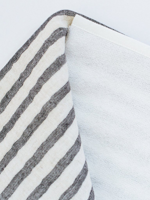 Yoshii Two Tone Stripe Hand Towel, Charcoal